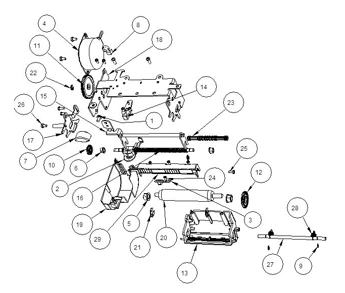 Ithaca 9000 Platen Roller - Diagram No. 20